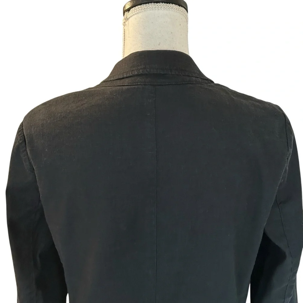 J Jill One Button Stretch Linen Blend Blazer Women’s SZ Small Petite in‎ Black